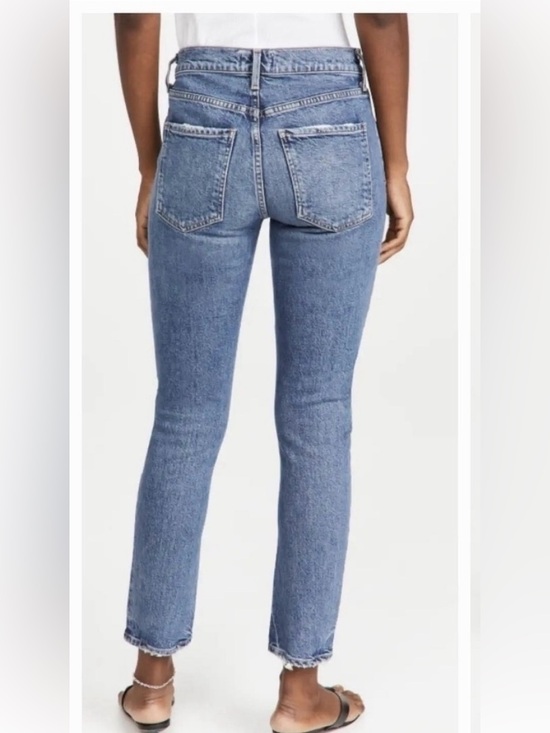 Agolde Denim - Agolde Toni Jeans Distressed Mid Rise Straight Leg Medium Wash Blue Size 30